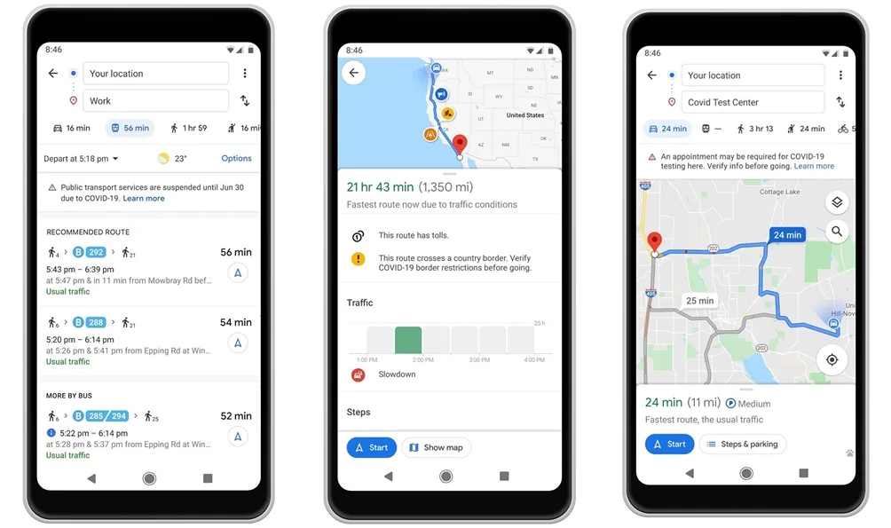 Google Maps COVID-19 alerts