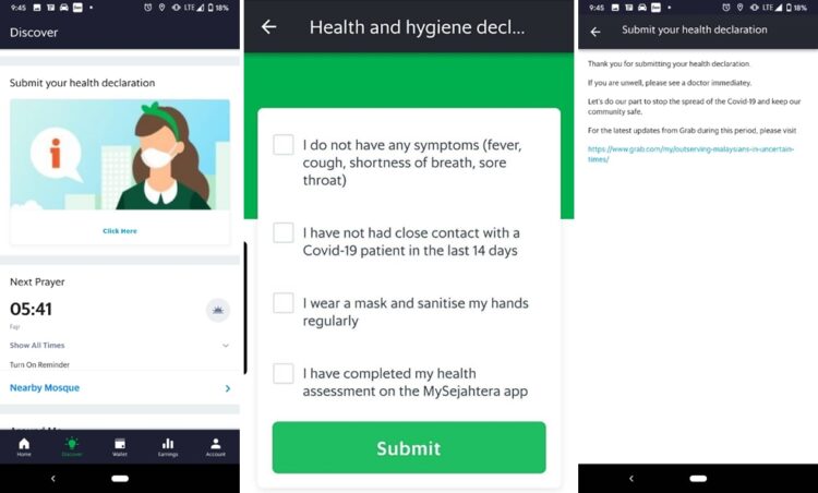 Grab health declaration combined