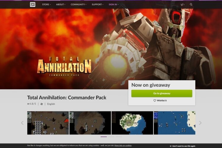 Total Annihilation GOG free until 9pm