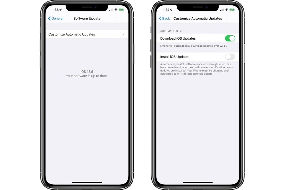 iOS 13.6 beta automatic update download toggle