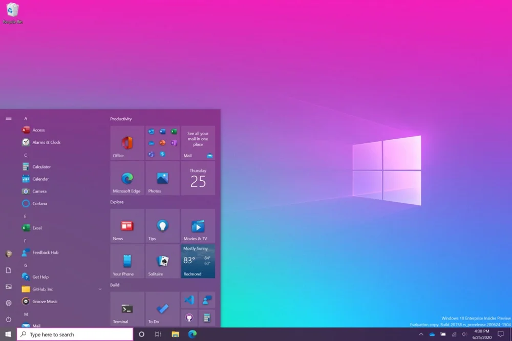 Windows 10 Start Menu colour