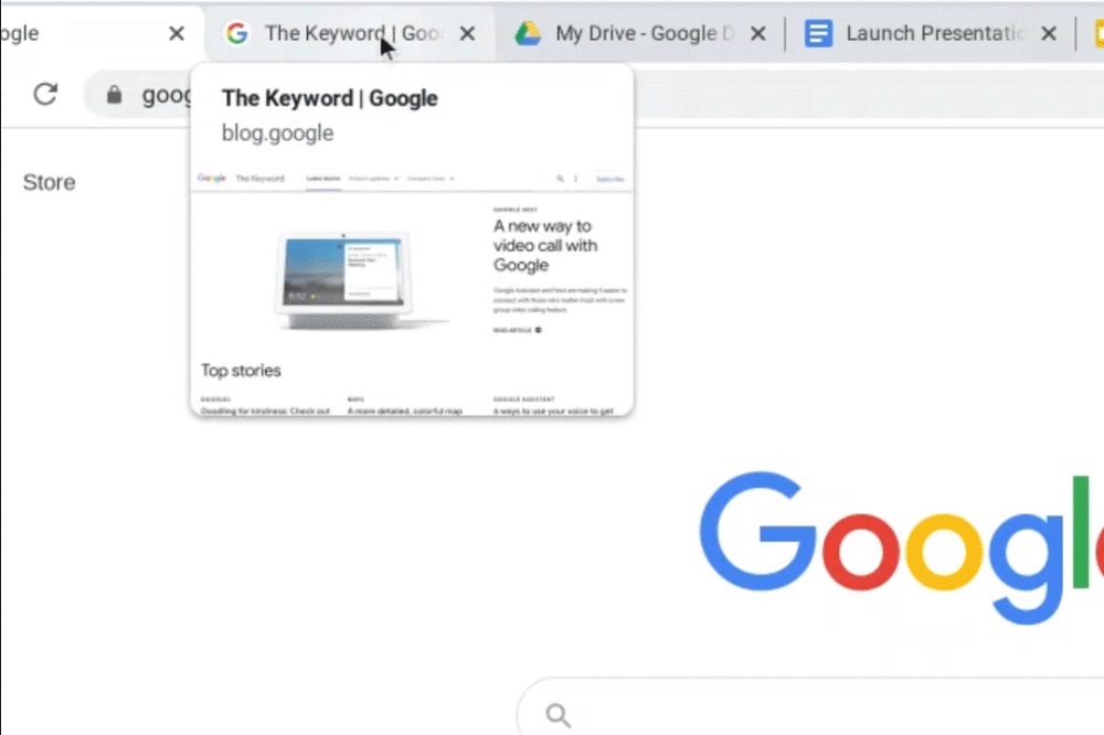 Google Chrome tab preview