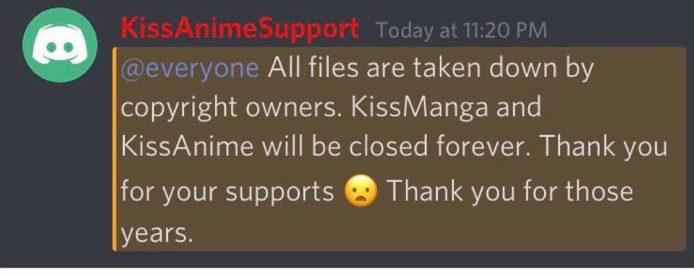 on X: ok now that kissanime is closing down permanently i would