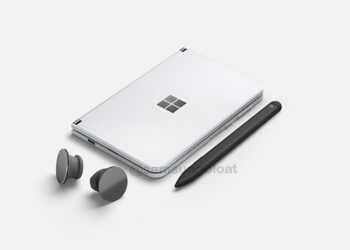 Microsoft Surface Duo with pen and buds