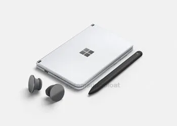 Microsoft Surface Duo with pen and buds