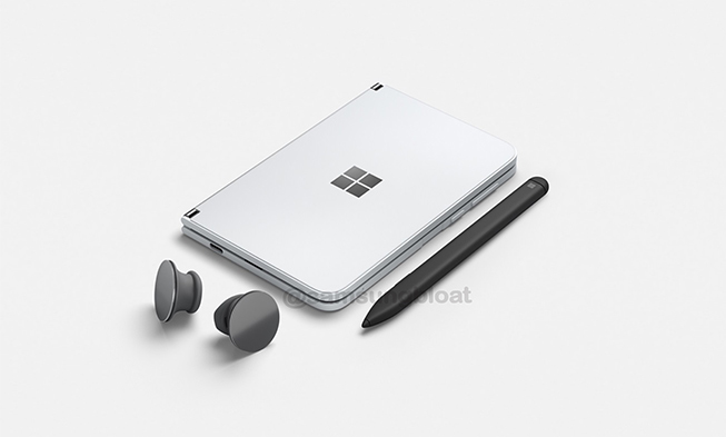Microsoft Surface Duo with pen and buds