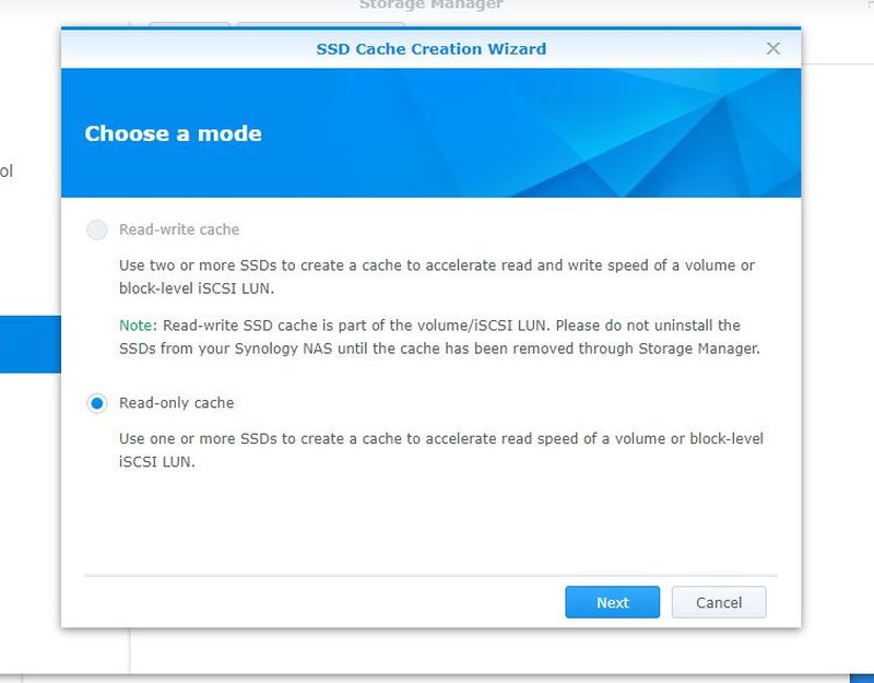 Synology SSD Cache Setup