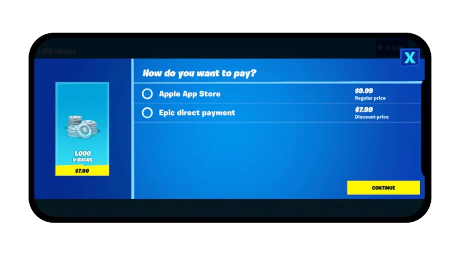 Epic Games Fortnite direct payment