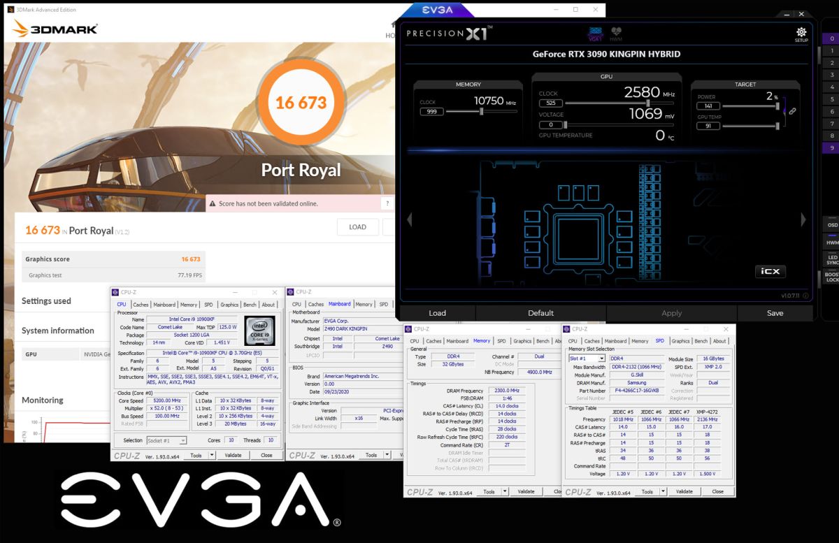 EVGA GeForce RTX 3090 Kingpin LN2 benchmarks