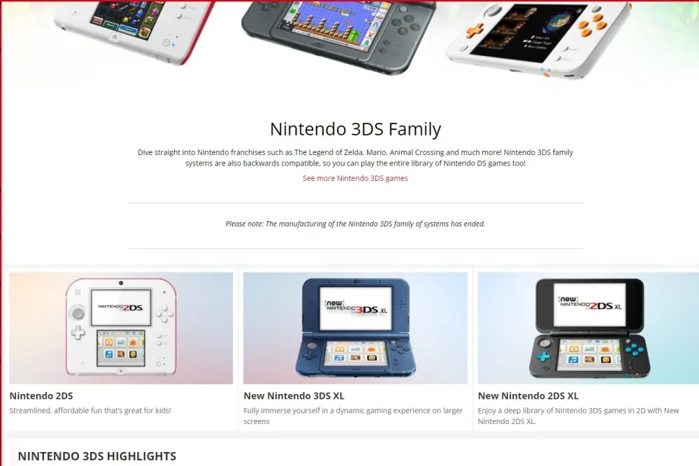 Nintendo 3DS stop production