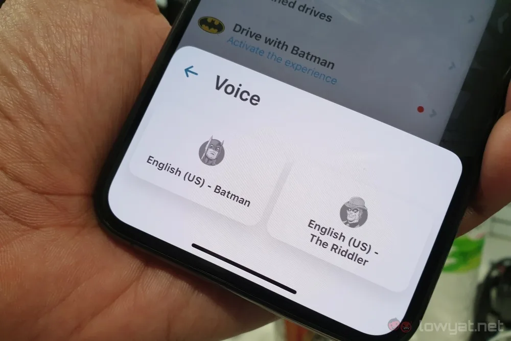 Waze Batman voice select 2