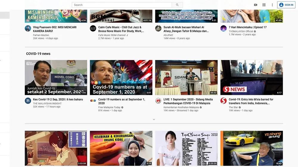 YouTube news shelf