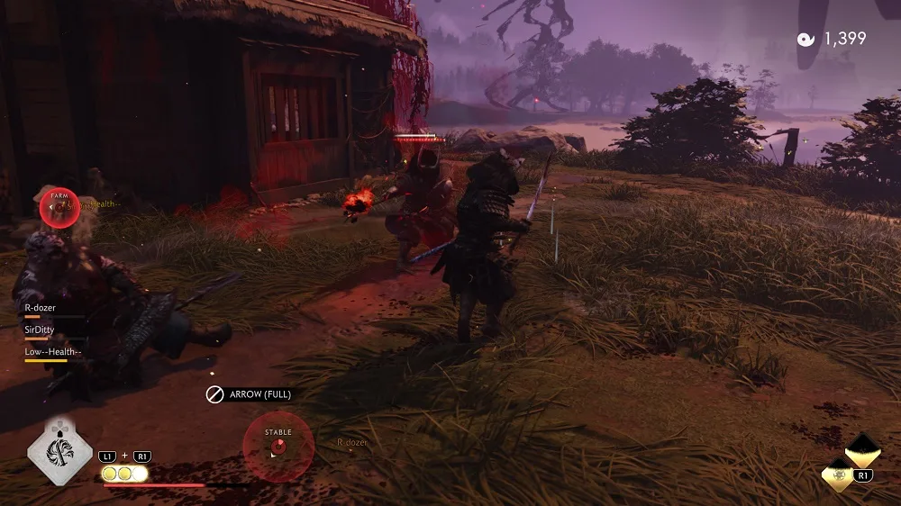 Ghost of Tsushima Legends samurai vs spear oni