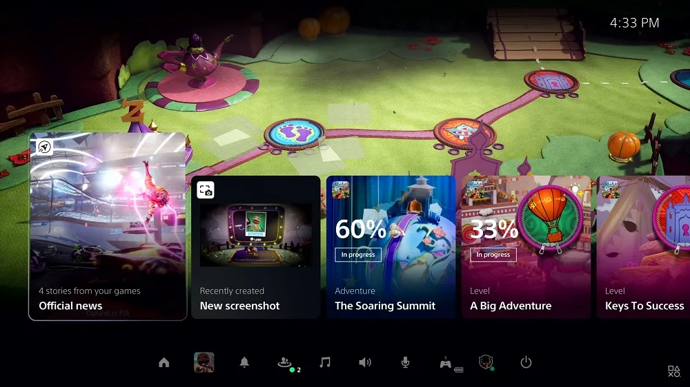 PS5 UI control centre