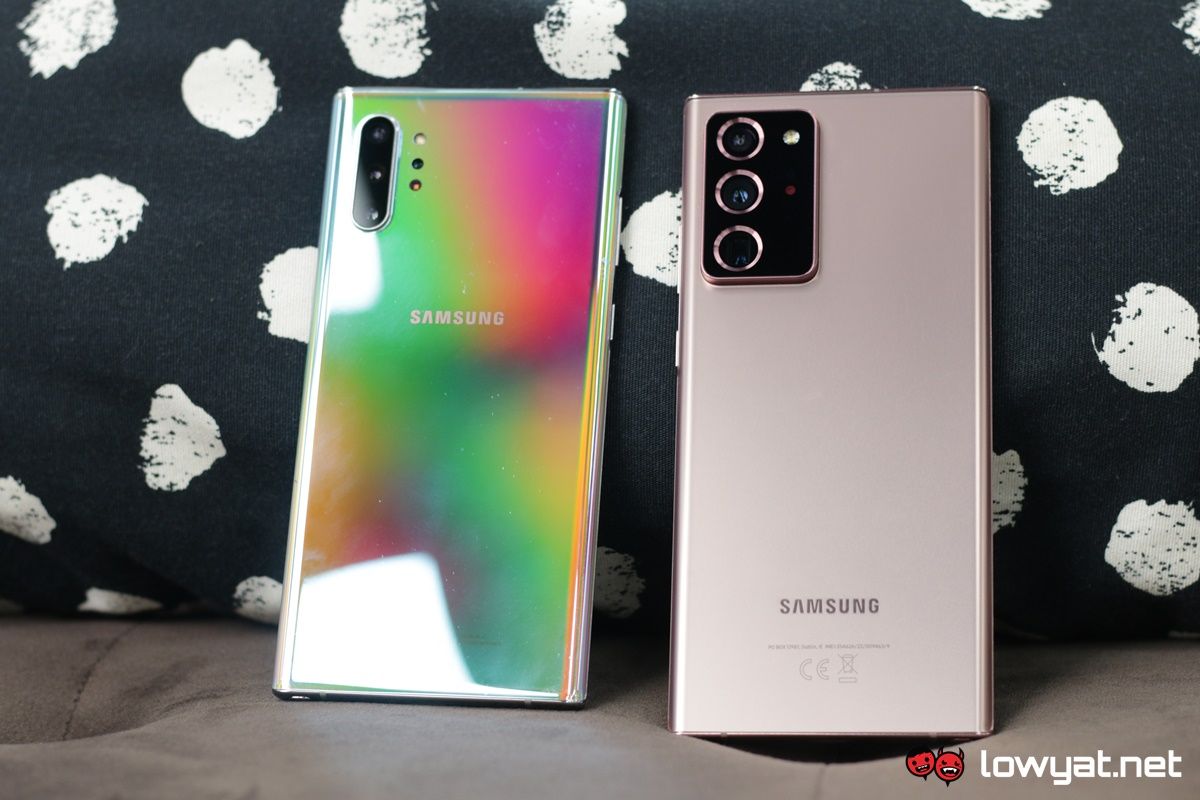 Samsung Galaxy Note20 Ultra 5G Note10 Plus back comparison