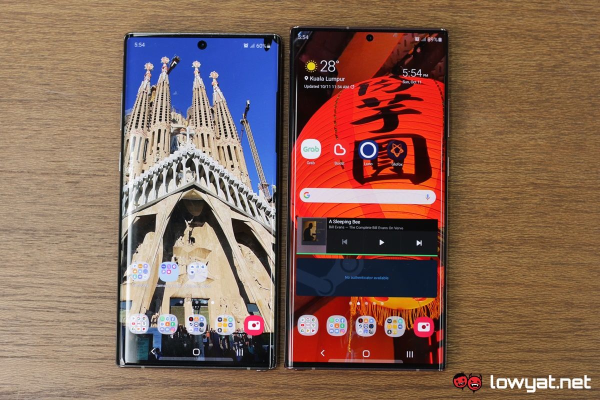 Samsung Galaxy Note20 Ultra 5G Note10 Plus front comparison