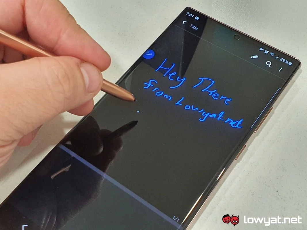 Samsung Galaxy Note20 Ultra 5G S Pen writing