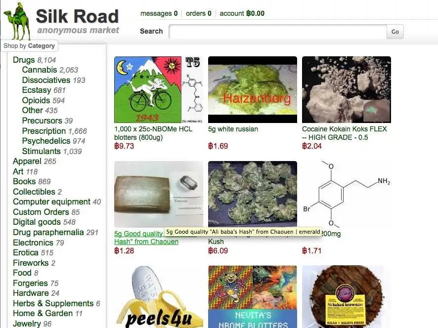 Silk road illegal drugs