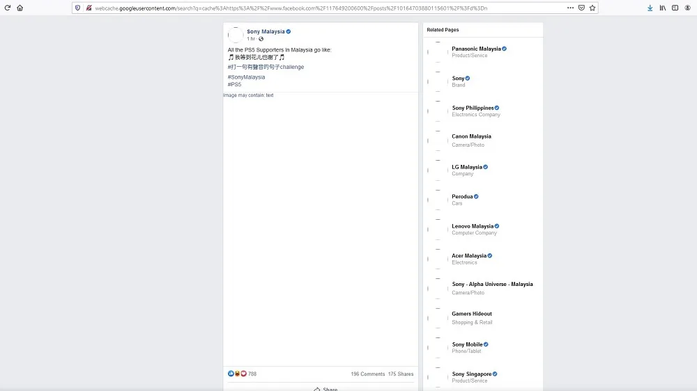 Sony Malaysia fb removed post