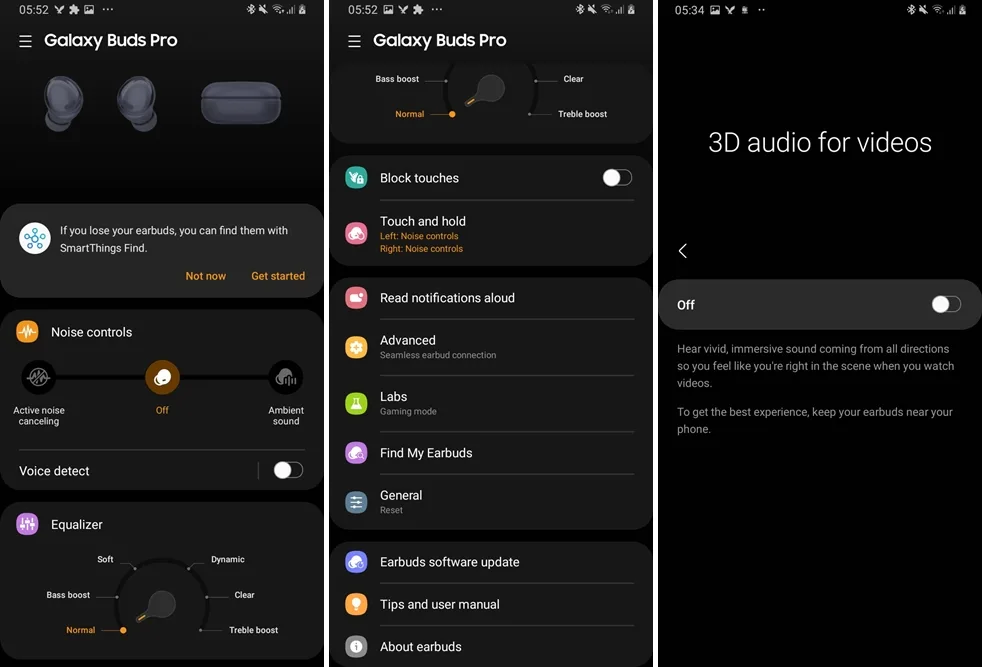 Samsung Galaxy Buds Pro app combined