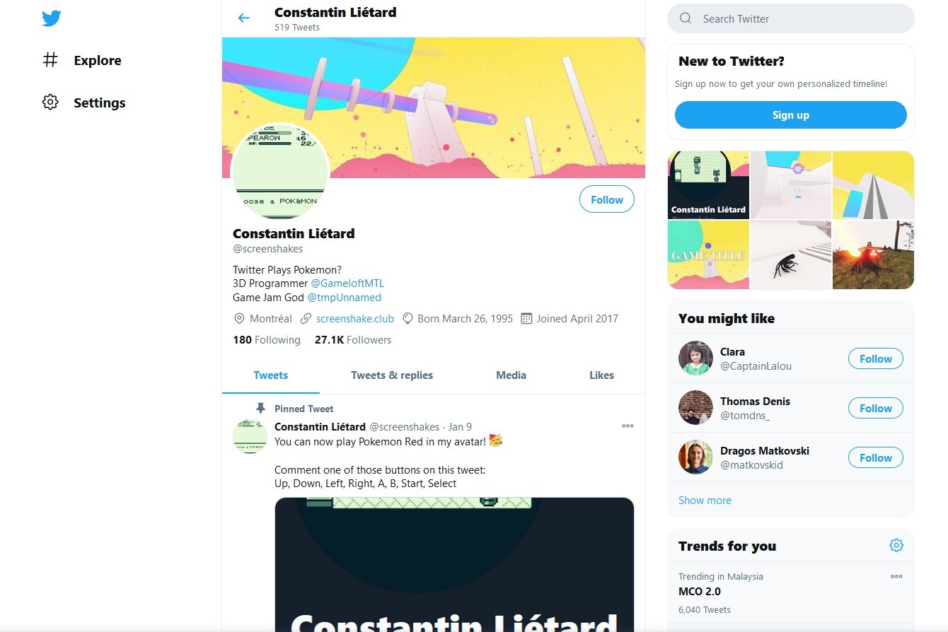 Constantin Liétard Twitter Pokemon Red