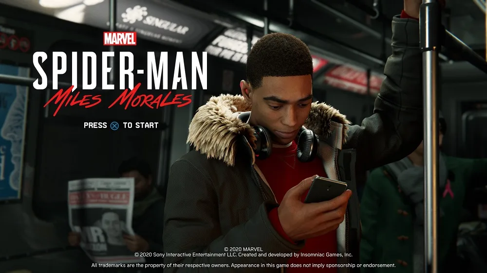 Marvel's Spider-Man: Miles Morales start screen PS5