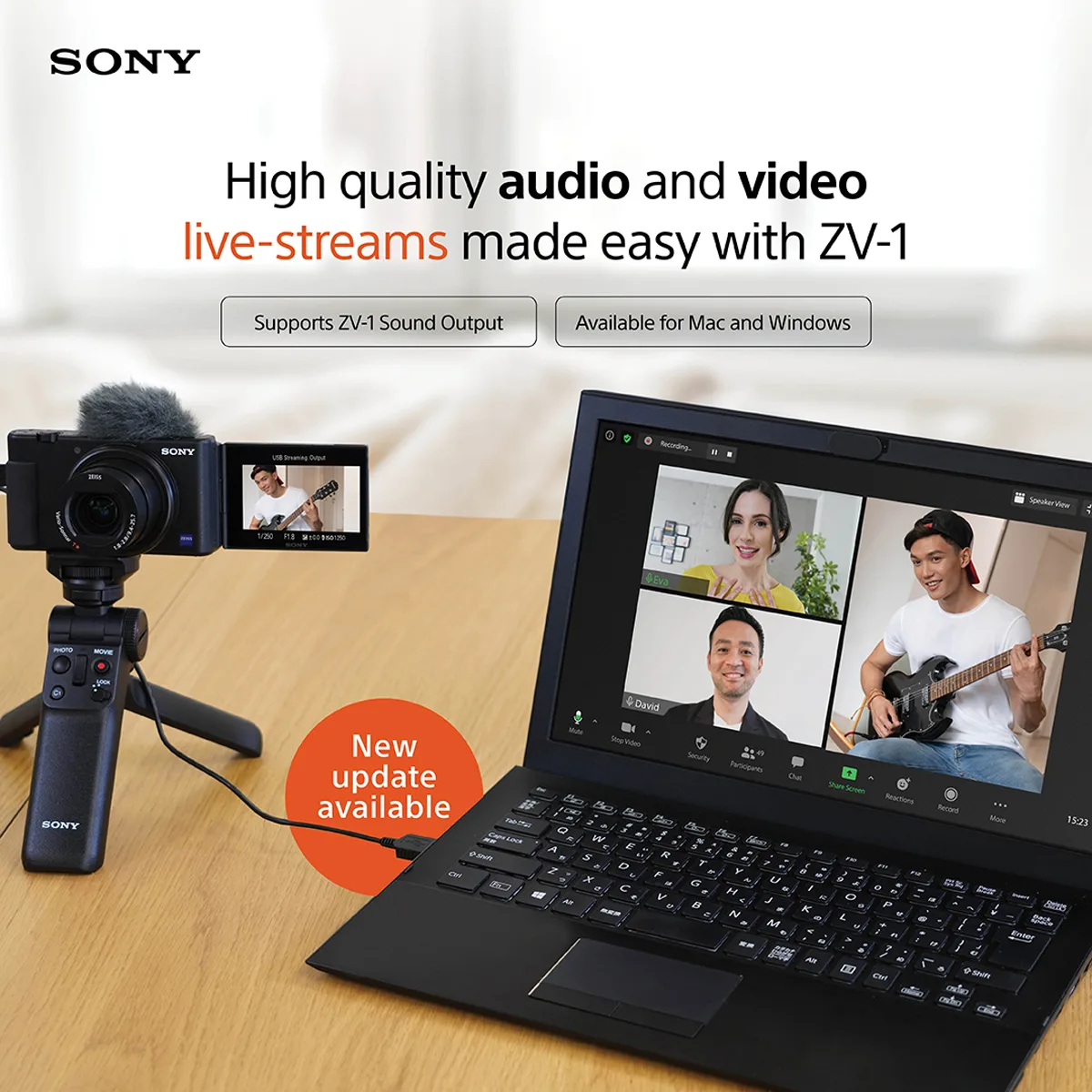 Sony ZV-1 Camera Webcam Live Streaming Firmware Update