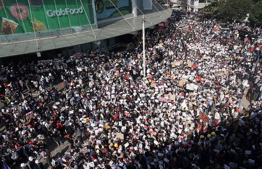 myanmar coup protest voa burmese stock