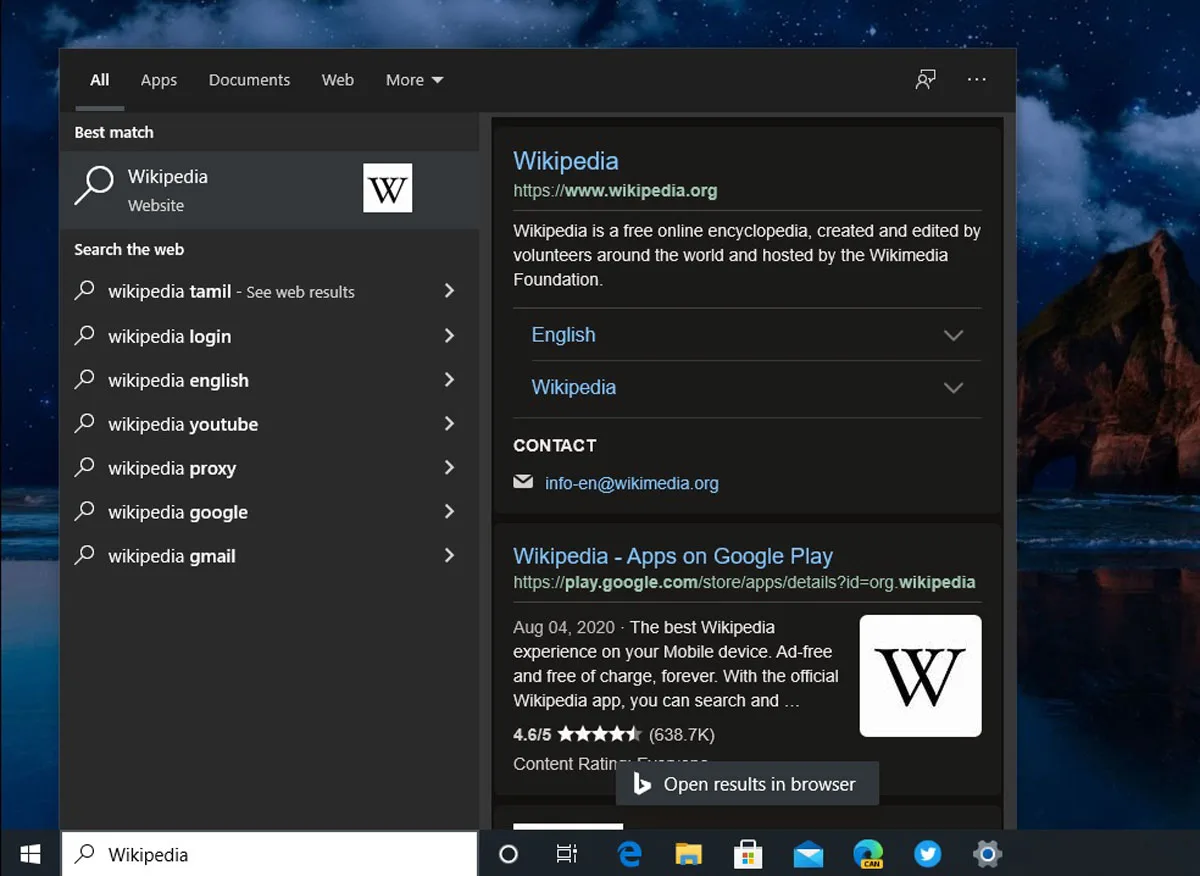 Microsoft Windows 10 Search Bar Integration Edge