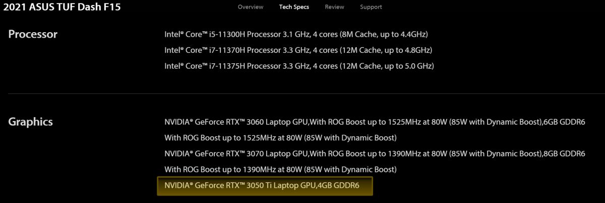 NVIDIA GeForce RTX 3050 Ti appearnace