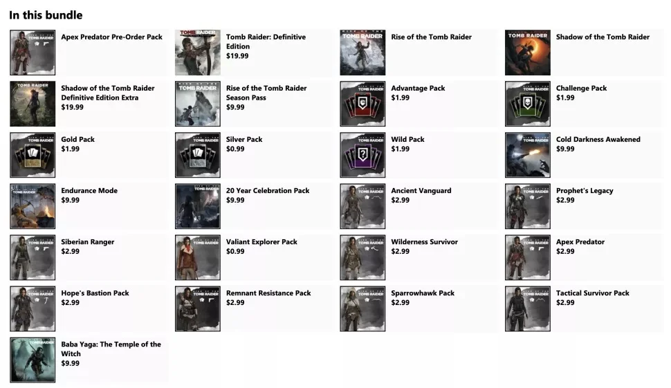 Tomb Raider Definitive Survivor Trilogy Microsoft store listing