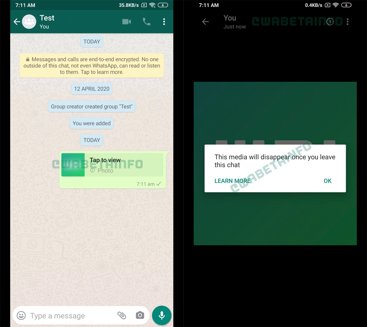 WhatsApp Working on Disappearing Images Feature