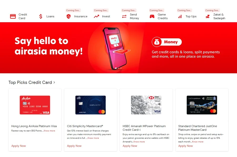 AirAsia Money webpage 1