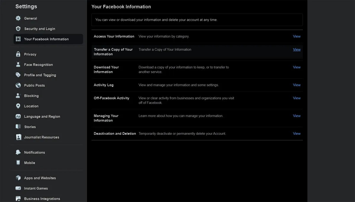 Facebook Data Transfer Too Share Posts To Other Platforms
