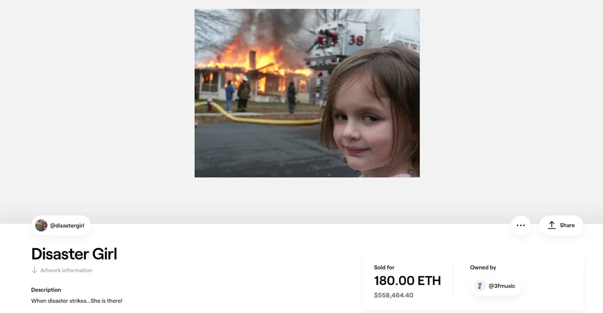 Disaster Girl Meme Sold US$500,000 NFT