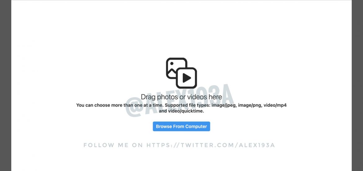 Instagram Desktop Website Image Upload Feature