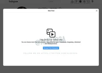 Instagram Desktop Website Image Upload Feature
