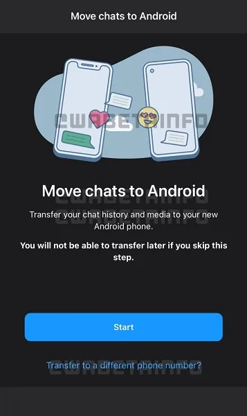 WhatsApp chat migration phone number
