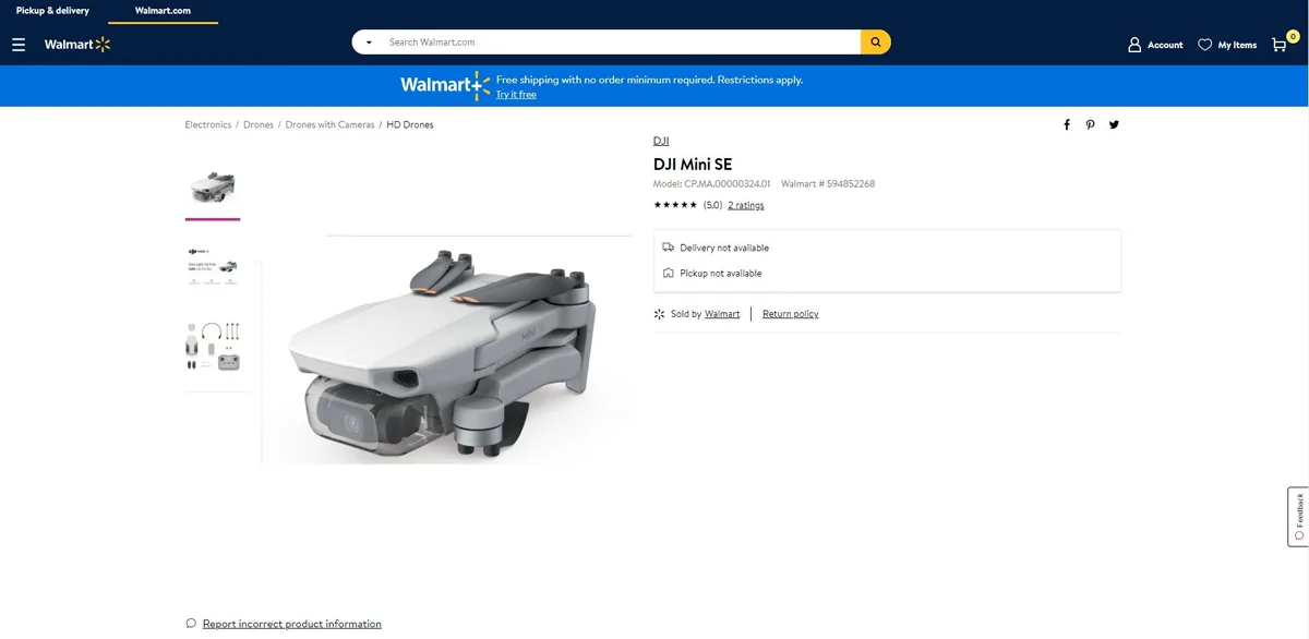 DJI Mini SE Mavic Walmart price aerial drone