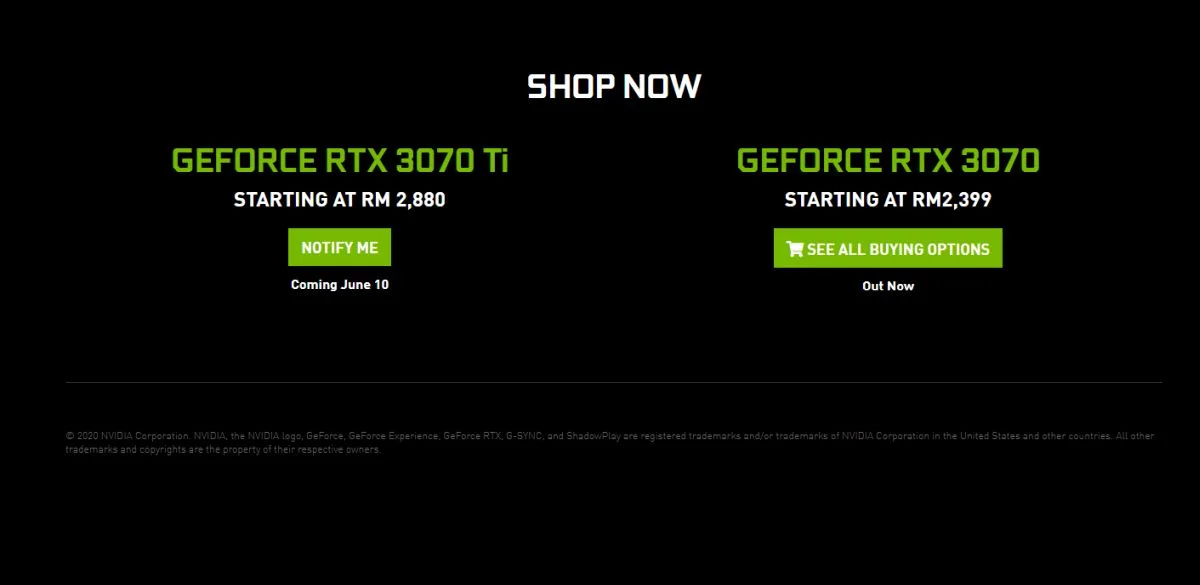 NVIDIA GeForce RTX 3070 Ti pricing