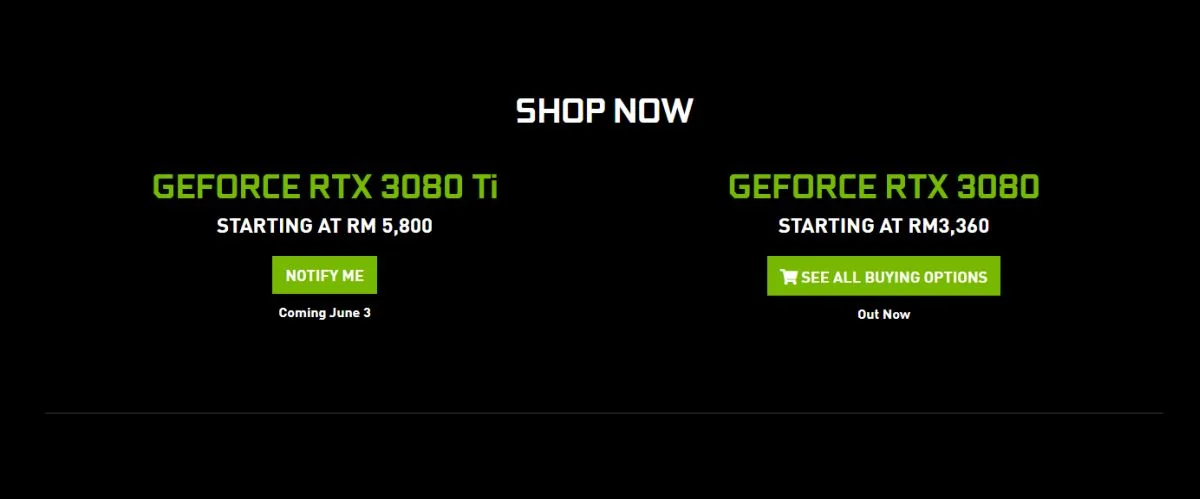 NVIDIA GeForce RTX 3080 Ti pricing