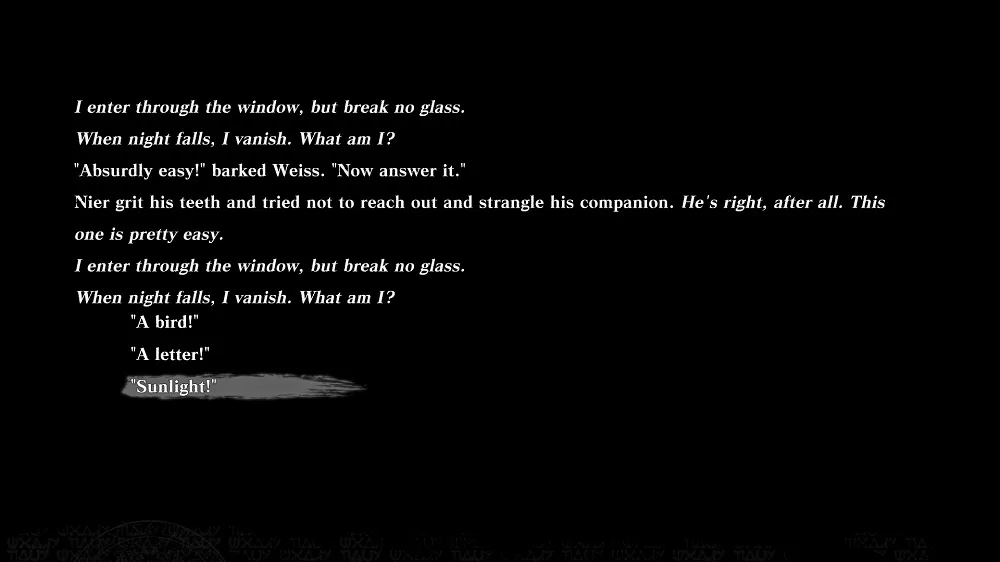 NieR Replicant text quest