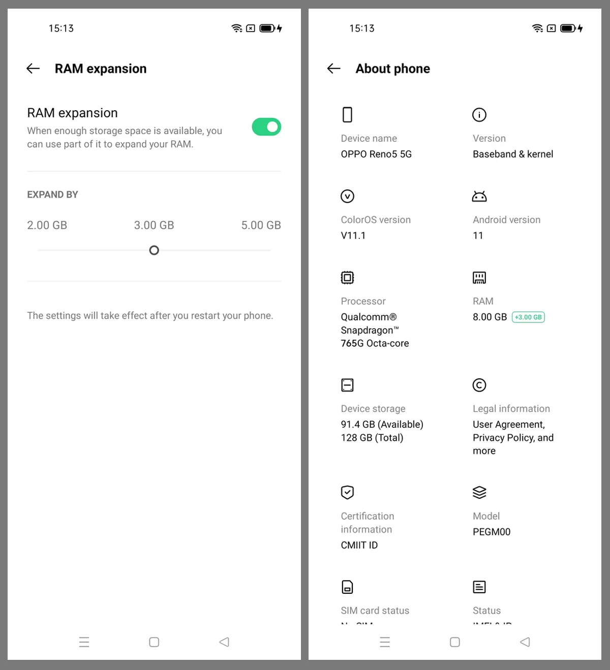 OPPO RAM Expansion Feature Update Reno5 A94 A74