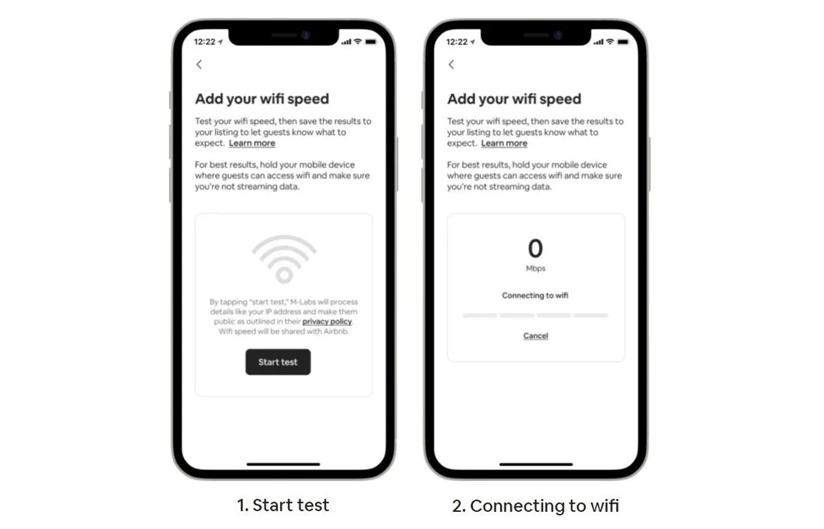 Airbnb Wi-Fi Speed Test App Feature Tool