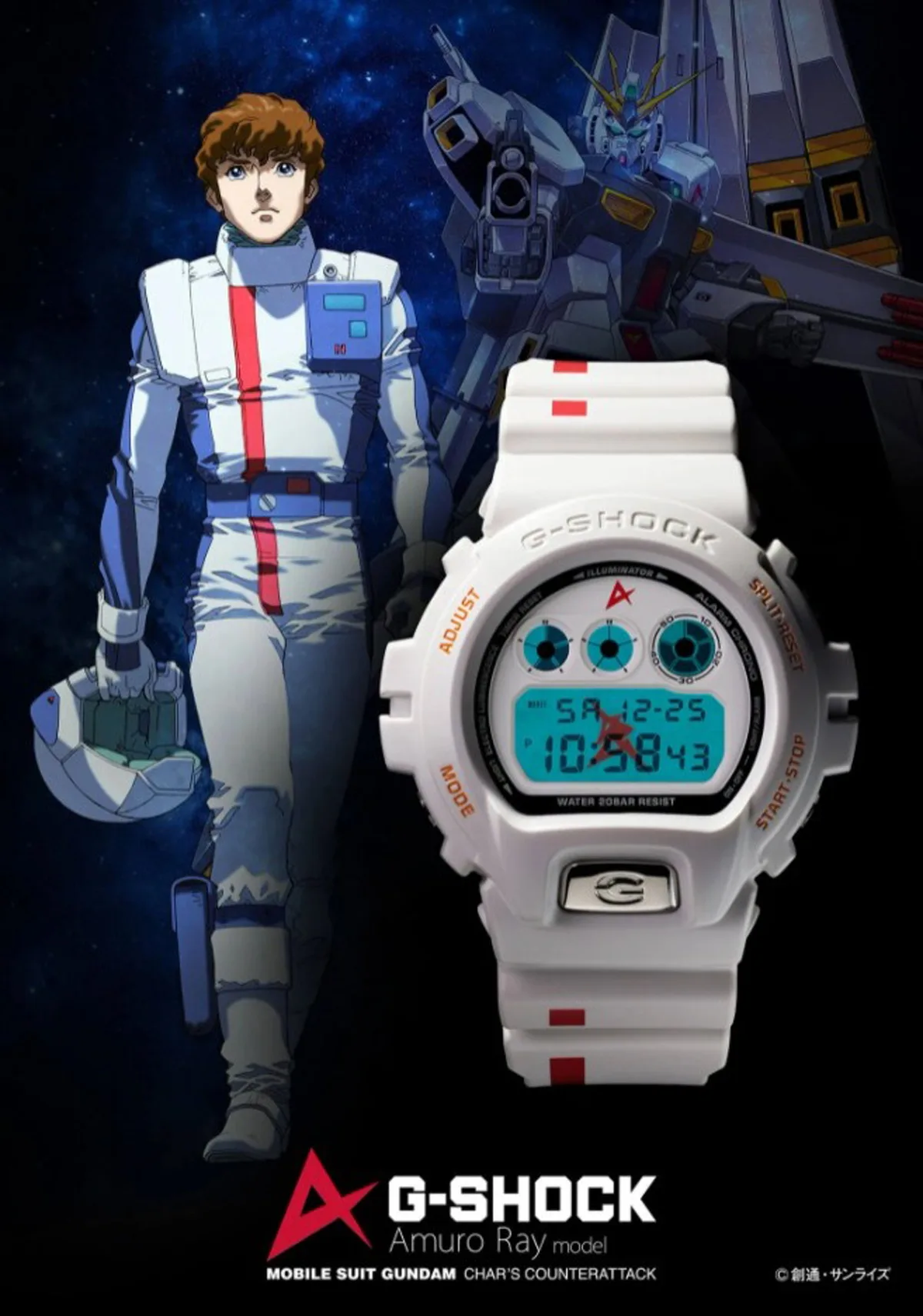 GUNDAM FAN CLUB G-SHOCK DW-6900 AMURO RAY limited edition watch japan casio