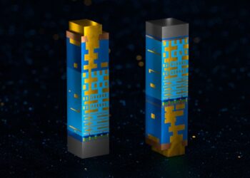 The image at left shows a design with power and signal wires intermingled on the top of the wafer. The image at right shows the new PowerVia technology.