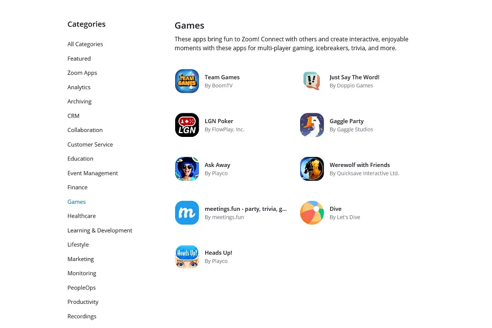 Zoom games