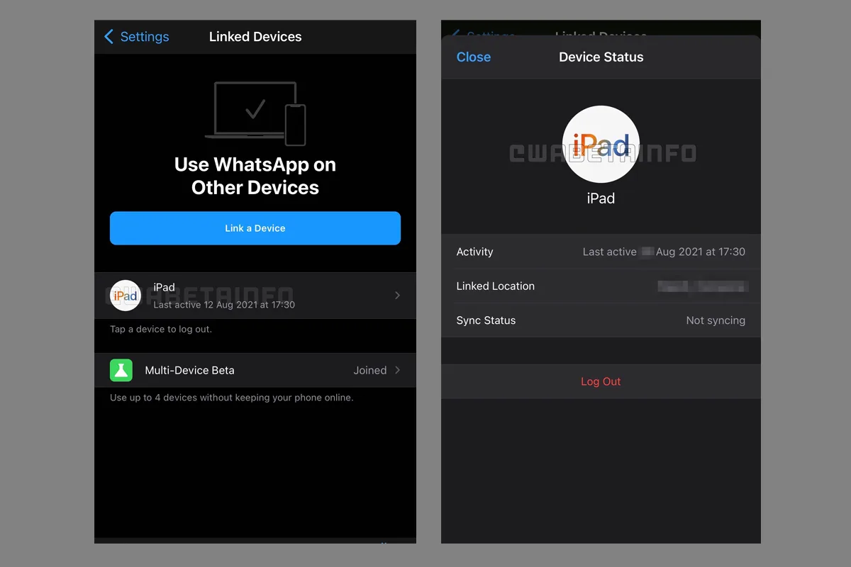 WhatsApp Multi-Device Support Ipad Android Tablets