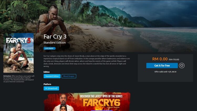 Far Cry 3 free Ubisoft Conenct