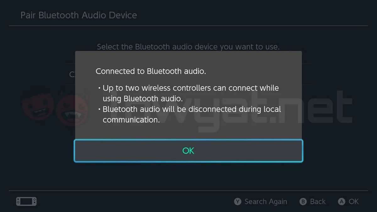 Nintendo Switch Bluetooth audio device firmware update